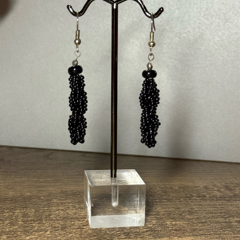 Elegant Black Beaded Earrings